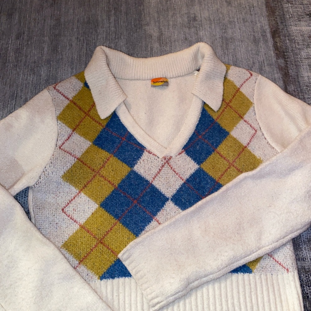SummerlanD kids knit checkered sweater. Size 13-14.